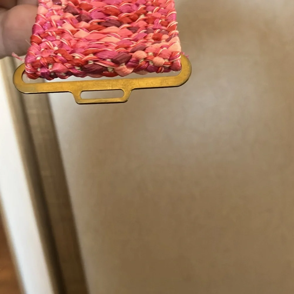 Pink Woven stretch Belt with Gold Buckle